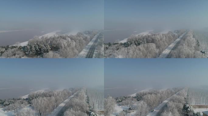 济南黄河沿岸雪景