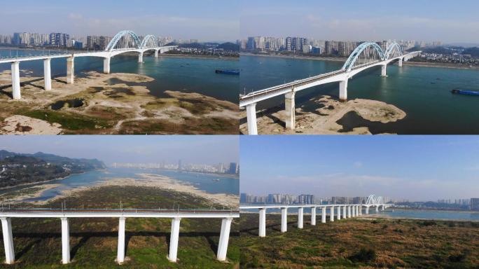 湖北宜昌铁路桥航拍4K画质