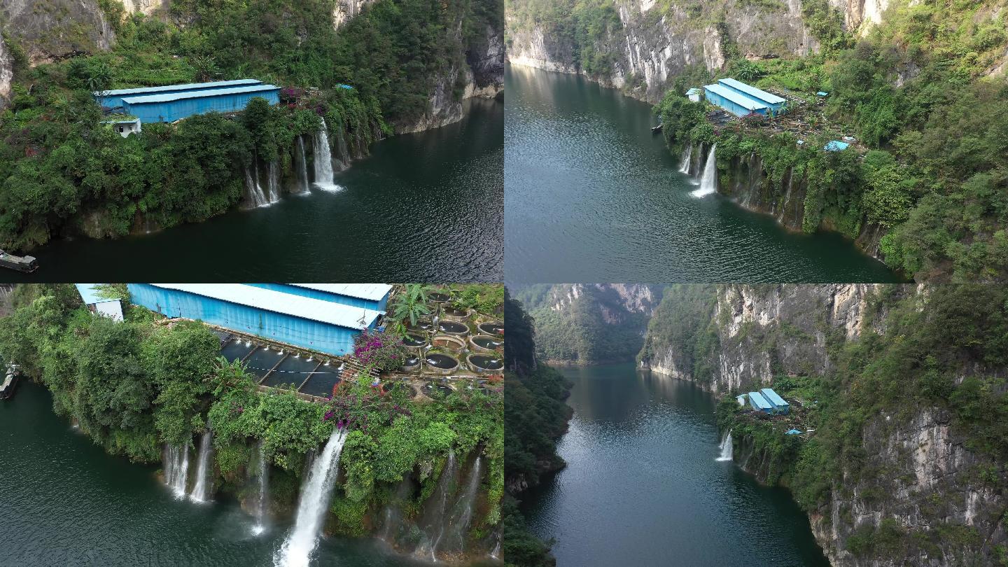 航拍贵州大山峡谷瀑布4K