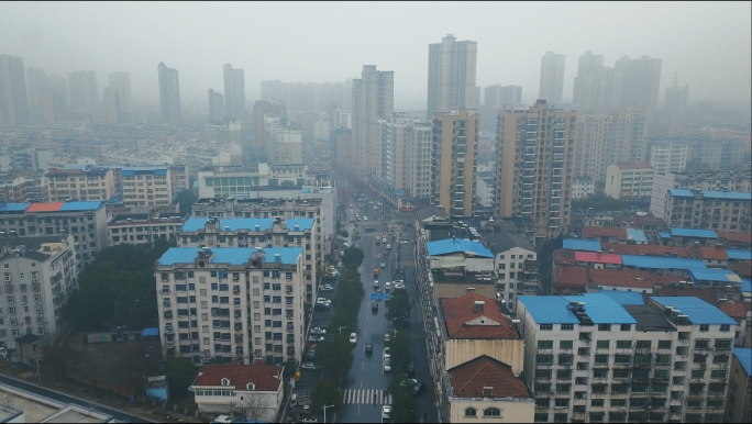 【4K】城市雨景航拍