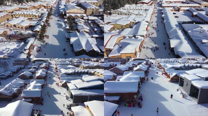 航拍黑龙江雪乡4K雪景冰天雪地