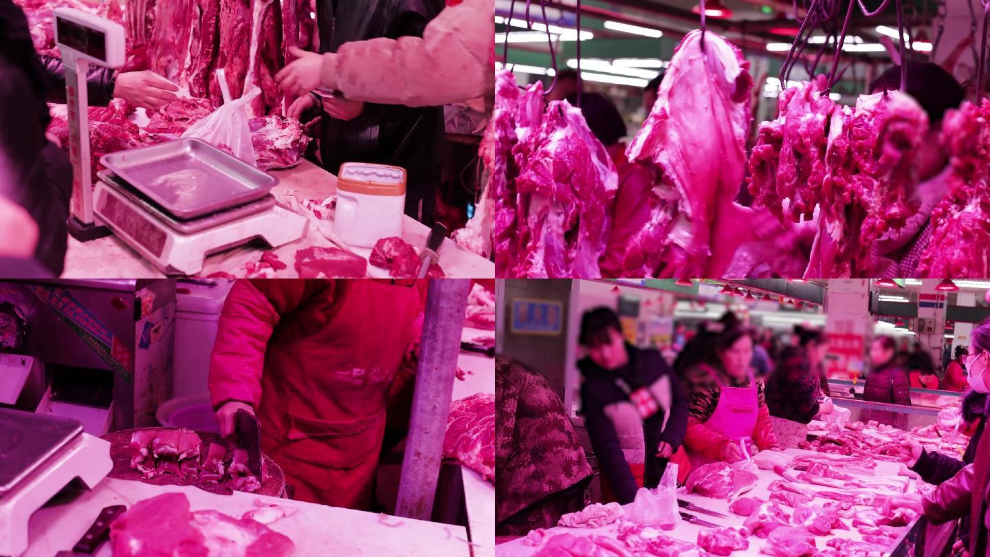菜市场肉摊牛羊肉猪肉