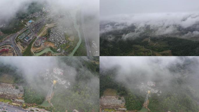 4K航拍贵州省龙里县龙门古镇F