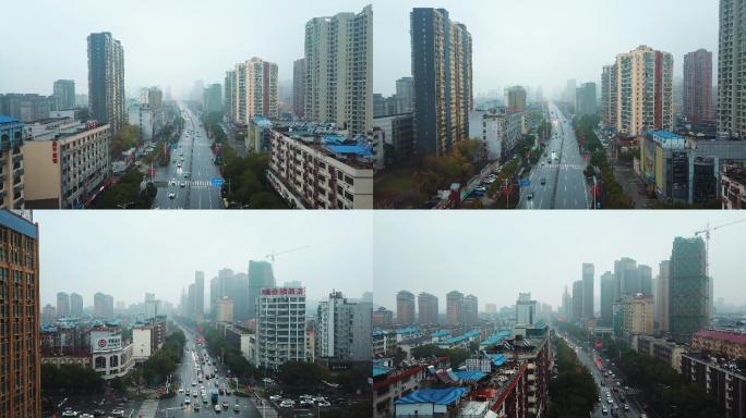 4k九江市市中心雨后航拍