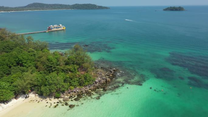 航拍柬埔寨西哈努克高龙岛4K