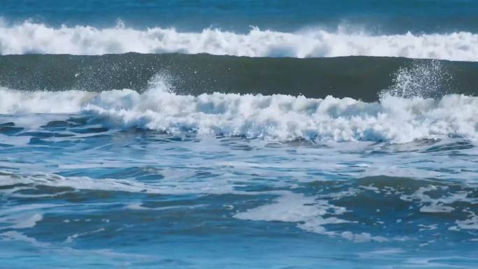 4k大海海水浪涛沙滩素材