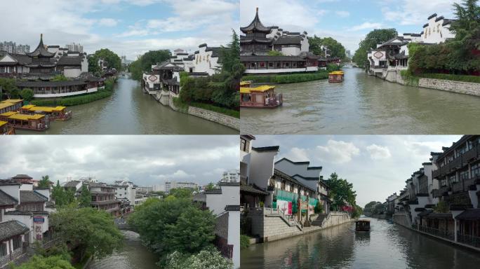 南京秦淮河夫子庙风景商业区航拍