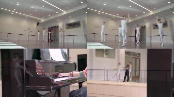 男芭蕾舞者教室练习舞蹈学校钢琴伴奏