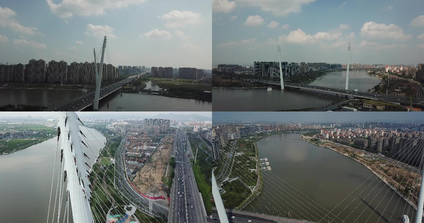 4K航拍宁波青林湾大桥
