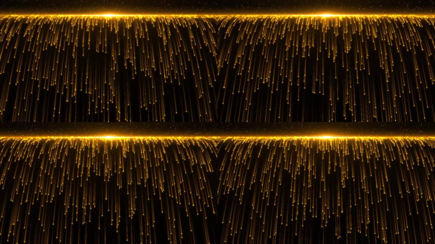 1784 4K金色粒子线条瀑布流动背景
