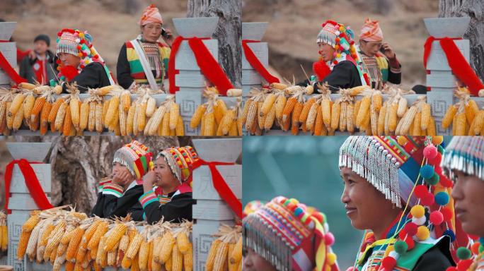 云南傈僳族妇女生活中的的头饰和服装