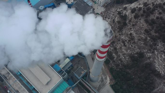 济南热电厂烟囱航拍