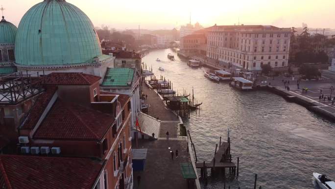 超清航拍水城威尼斯圣马可码头