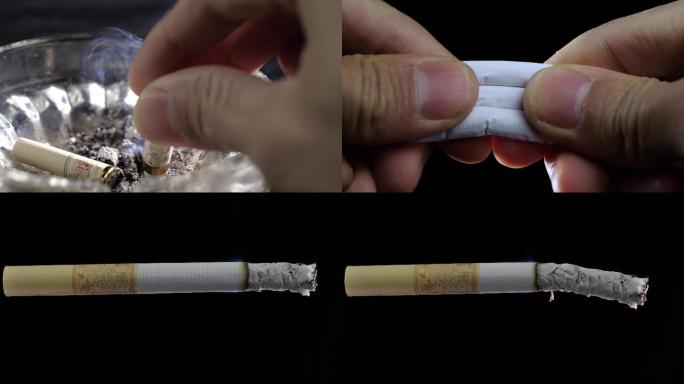 抽烟-戒烟-双手掰断香烟4k
