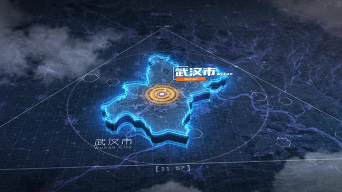 4k1920武汉市科技感地图区位
