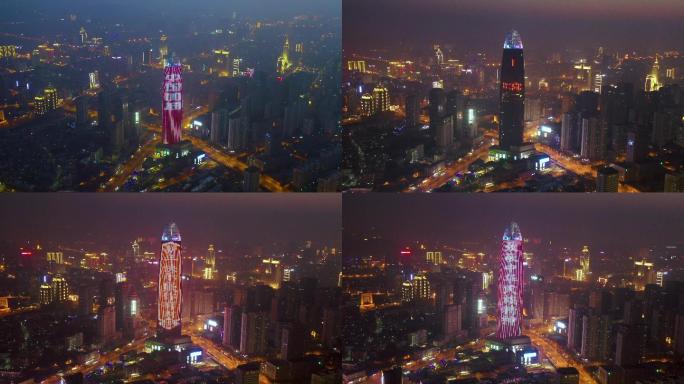 4k疫情城市夜景灯光秀加油中国加油
