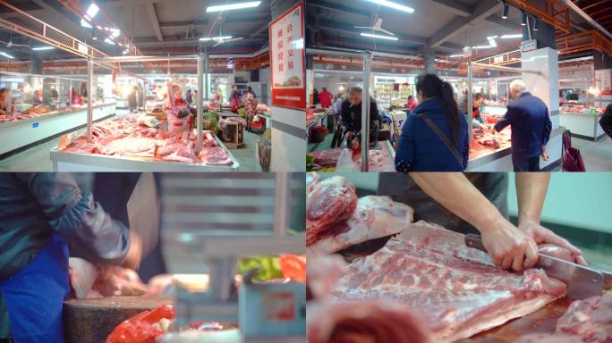 【高清视频】菜市场农贸市场卖猪肉