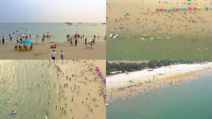 航拍广西北海银滩沙滩4K