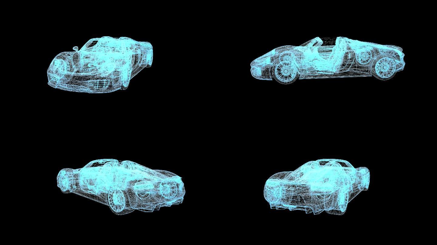 蓝色全息保时捷918汽车动态素材