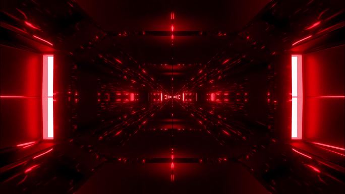 4k黑红色时光隧道穿梭光影动感酷炫