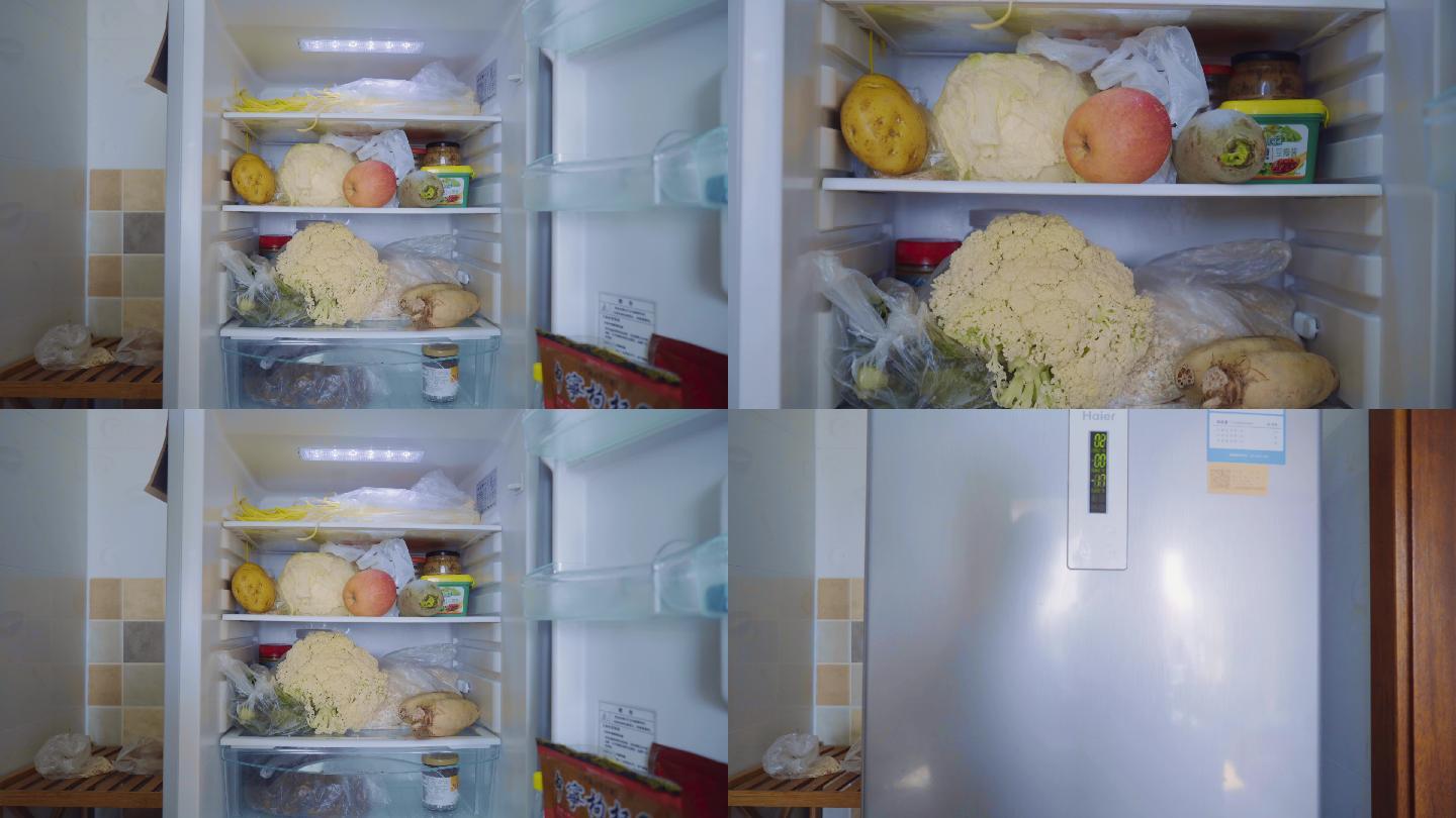 4K冰箱-打开冰箱-冰箱里的水果蔬菜