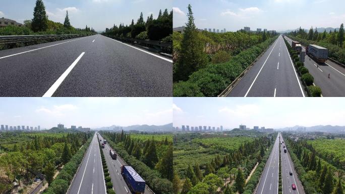 高速公路浙江养护修路标线航拍