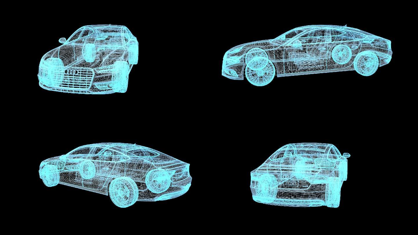 蓝色全息奥迪汽车动态素材