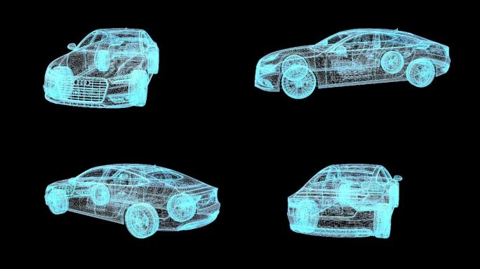 蓝色全息奥迪汽车动态素材