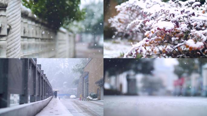 实拍唯美雪景初雪合集慢镜头