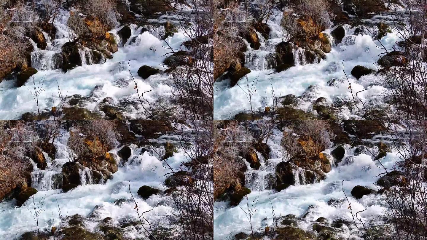 小瀑布水花溪流自然风光无缝循环视频素材