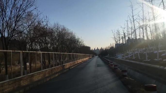 北京冬天雪后夕阳光晕Vlog实拍视频