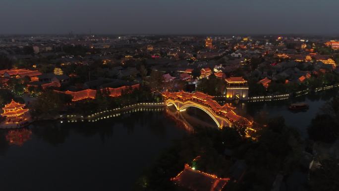 [有版权]台儿庄古城夜景航拍