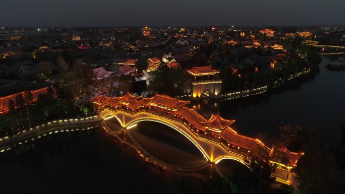 [有版权]台儿庄古城夜景航拍