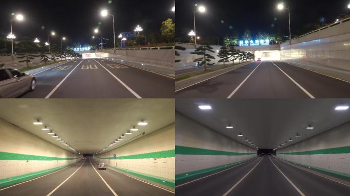4K广州黄埔科学大道隧道视频