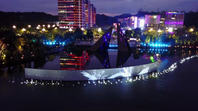 4K航拍广州黄埔科学广场夜景2