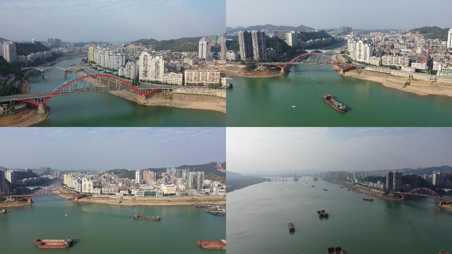 广西梧州市桂江鸳江大桥航拍4K宣传片