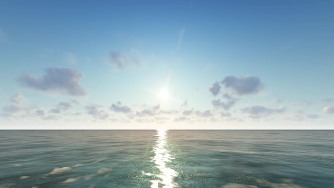 4K海面太阳升起落日动画