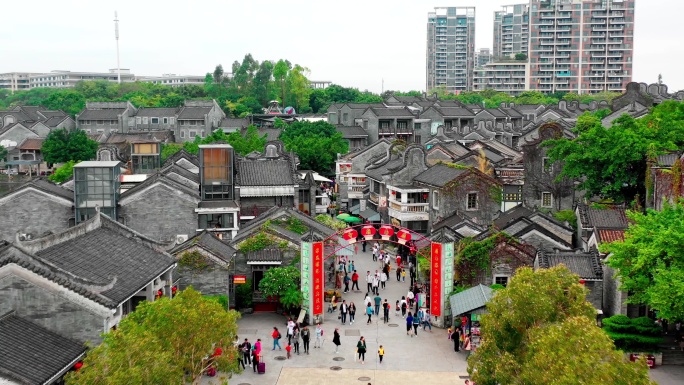 广东岭南文化建筑4k航拍