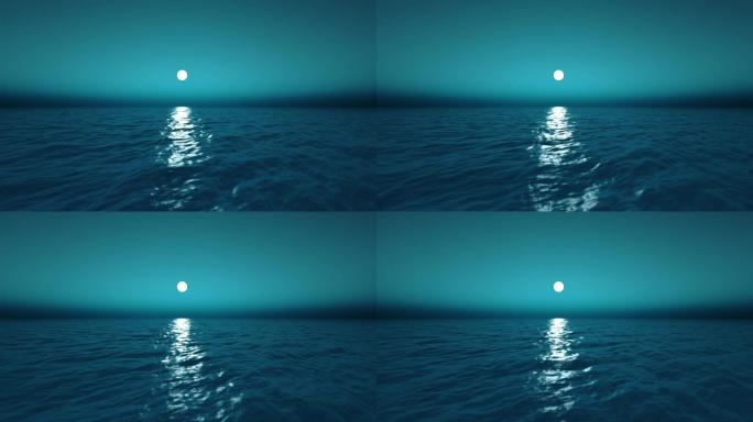 AE原创夜色月光海洋循环背景4K版