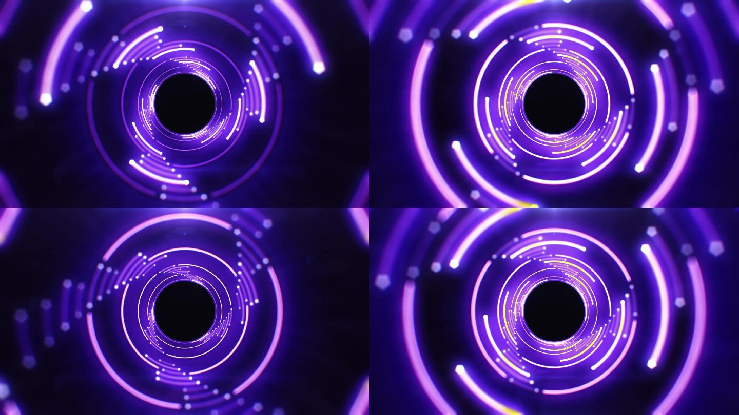 根据音乐节奏跳动的酷炫紫色几何线背景视频