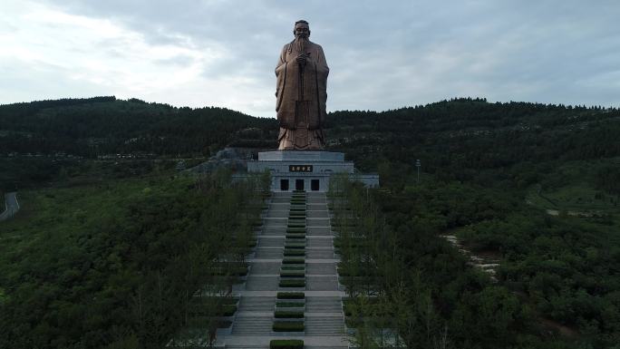 航拍孔子像4k原始素材