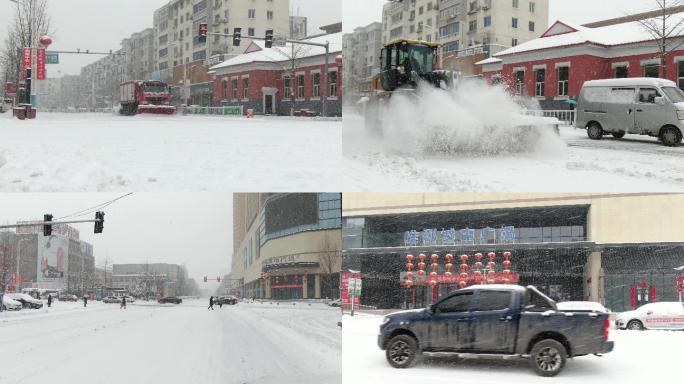 暴雪后铲雪车