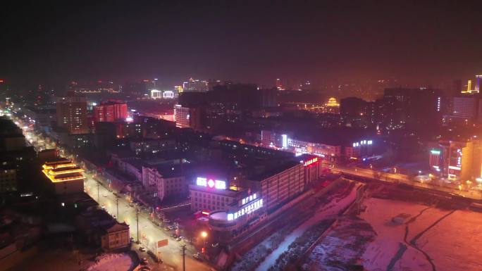 榆林驼城骆驼陕北过大年夜景航拍灯笼春节