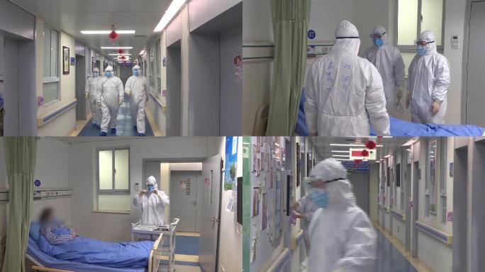 白衣天使医护人员探访隔离病床