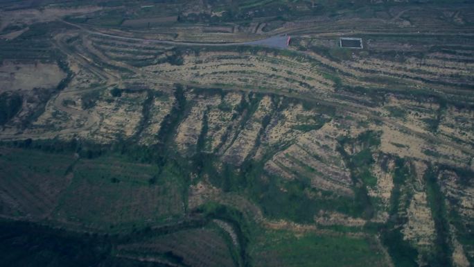 航拍视频基本农田北方山岭土地