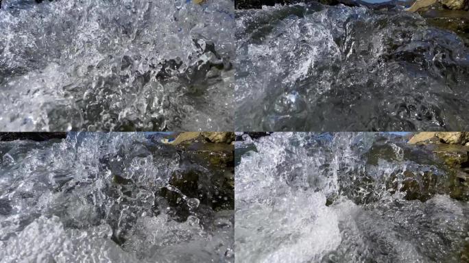 【原创】泉水特写水花、泉水小溪涌动