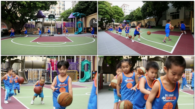 幼儿园小朋友打篮球运动