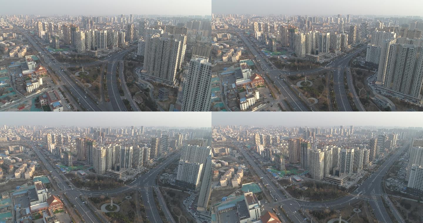 4k-log航拍视频山东泰安城市疫情空城
