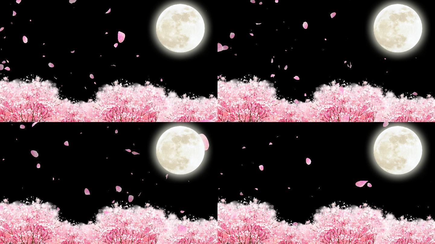 桃花飘落花瓣花好月圆月亮