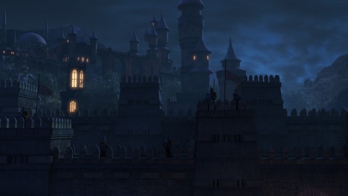 场景-城堡-夜景的欧式城堡